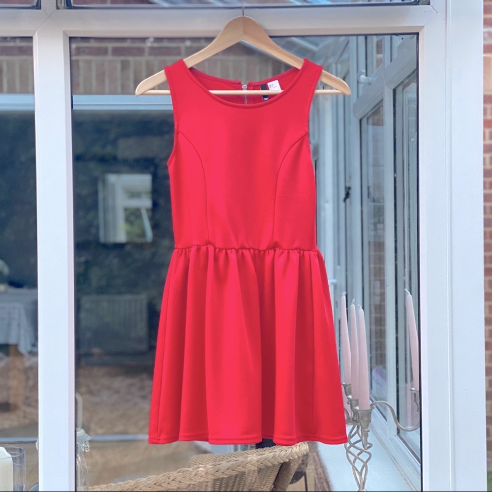 H&M Divided red skater Christmas dress